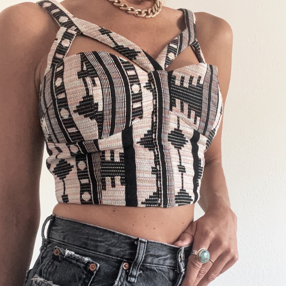 Aztec Crop Top w/Cutouts